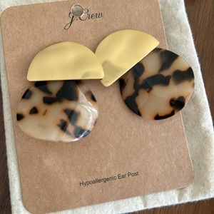 NWT J.Crew Tortoise & Gold Statement Earrings